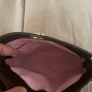 Coach Signature Brown Wristlet with gold hardware